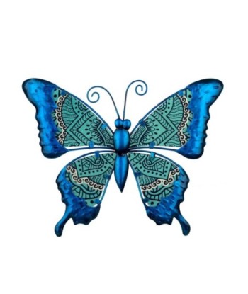 By SIGRIS Figura de Animal Azul de Metal y Cristal 24*1*31cm Figura Mariposa