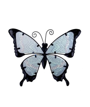 By SIGRIS Figura de Animal Azul de Metal y Cristal 24*1*31cm Figura Mariposa