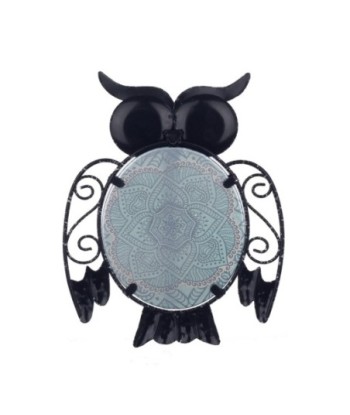 By SIGRIS Figura de Búho Azul de Metal y Cristal 19*2*15cm Figura Búho