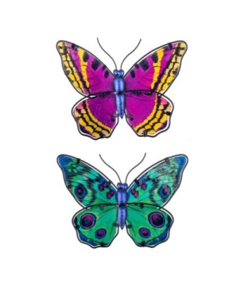 By SIGRIS Figura de Animal Multicolor de Metal y Cristal 17*1*24cm Set de 2 Unidades Figura Mariposas 2 Unidades