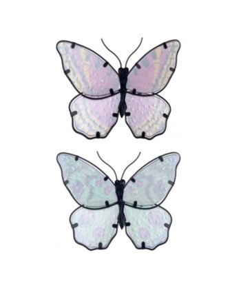 By SIGRIS Figura de Animal Multicolor de Metal y Cristal 17*1*24cm Set de 2 Unidades Figura Mariposas 2 Unidades