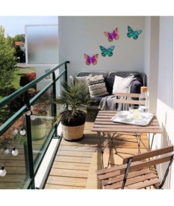 By SIGRIS Figura de Animal Multicolor de Metal y Cristal 17*1*24cm Set de 2 Unidades Figura Mariposas 2 Unidades