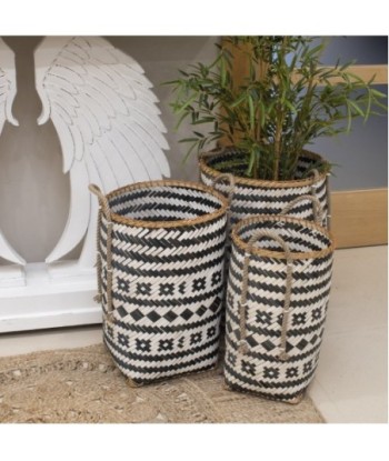 By SIGRIS Cesta Marrón de Seagrass-Alga Marina 59*43*43cm Set de 3 Unidades Cestas Set 3 U