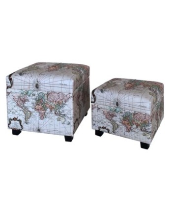 By SIGRIS Baúl Blanco de MDF y PVC 43*40*40cm Set de 2 Unidades Set de 2 baules mundo
