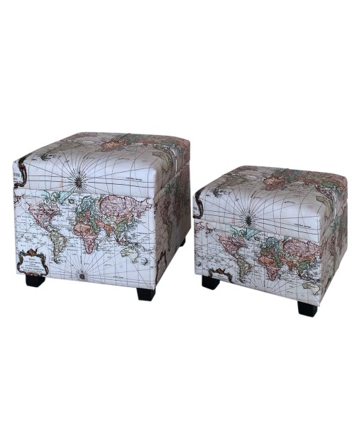 By SIGRIS Baúl Blanco de MDF y PVC 43*40*40cm Set de 2 Unidades Set de 2 baules mundo