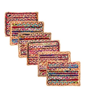 By SIGRIS Salvamantel Marrón de 70%Algodon 30%Yute 1*30*42cm Set de 6 Unidades Salvamantel Set de  6 U