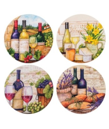 By SIGRIS Posavasos Multicolor de Ceramica  1*11*11cm Set de 4 Unidades Posavasos Set 4 U
