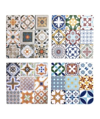 By SIGRIS Posavasos Multicolor de Ceramica  1*11*11cm Set de 4 Unidades Posavasos Set 4 U