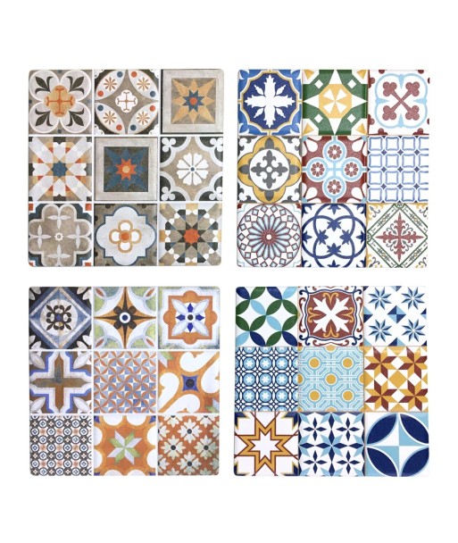 By SIGRIS Posavasos Multicolor de Ceramica  1*11*11cm Set de 4 Unidades Posavasos Set 4 U