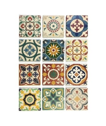 By SIGRIS Posavasos Multicolor de Ceramica  1*11*11cm Set de 72 Unidades Posavasos Set 72 U