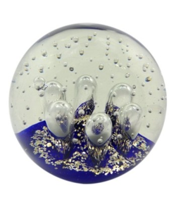 By SIGRIS Pisapapel Azul de Cristal Vidrio 15X15X15cm Decoración Hogar Pisapapeles De Oficina y Hogar