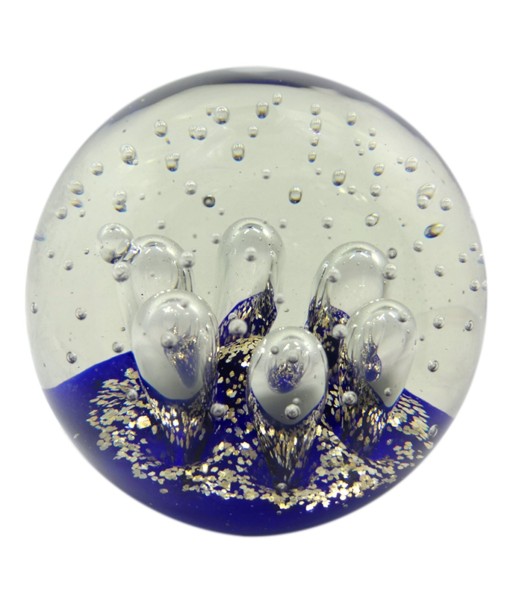 By SIGRIS Pisapapel Azul de Cristal Vidrio 15X15X15cm Decoración Hogar Pisapapeles De Oficina y Hogar