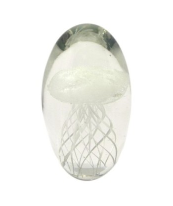 By SIGRIS Pisapapel Medusa Blanco de Cristal Vidrio 9X6X6cm Pisapapel Decoración Hogar Medusas Artificiales