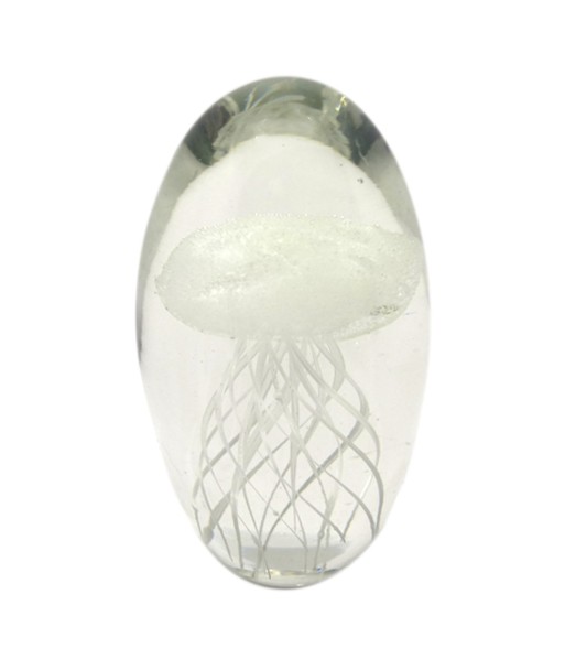 By SIGRIS Pisapapel Medusa Blanco de Cristal Vidrio 9X6X6cm Pisapapel Decoración Hogar Medusas Artificiales