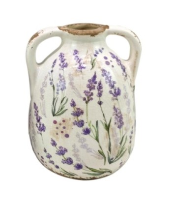 Jarrón Decorativo Pequeño de Cerámica con Diseño de Lavanda para Decoración de Hogar y Regalos Especiales