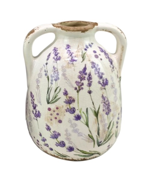 Jarrón Decorativo Pequeño de Cerámica con Diseño de Lavanda para Decoración de Hogar y Regalos Especiales