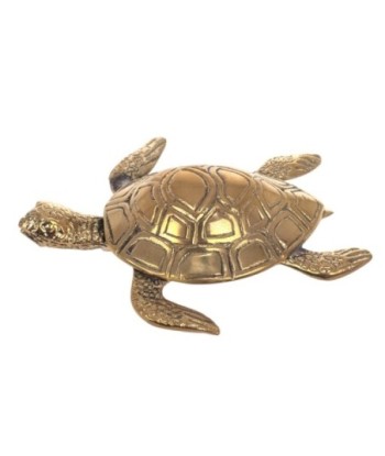 By SIGRIS Figura Tortuga DORADO de Laton 3*12*14cm Figura de Animal