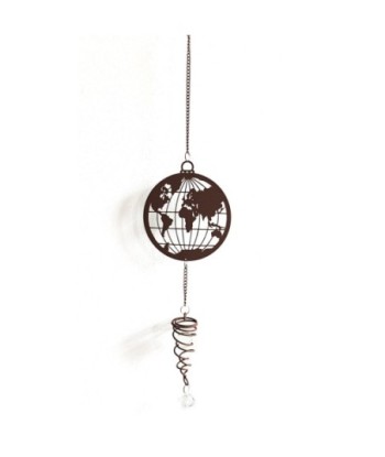 By SIGRIS Colgante Bola Mundo Marrón de Metal 65*1*13cm Colgante de metal