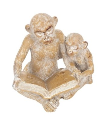 By SIGRIS Figura de Mono Blanco de Resina 18*14*16cm