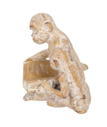 By SIGRIS Figura de Mono Blanco de Resina 18*14*16cm