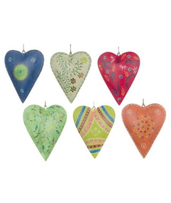 By SIGRIS Corazones De Metal Seis Distintos Incluye 6 Unidades Decoración Colgantes Colección India Signes Grimalt