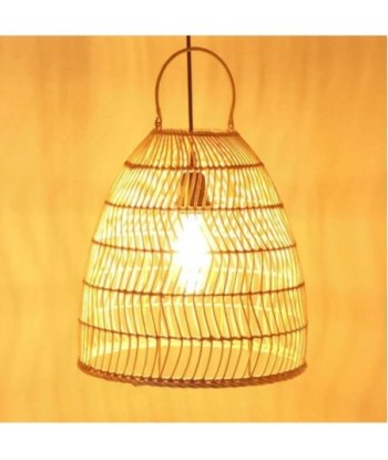 By SIGRIS Lámpara Techo Beige de Rattan 34*33*33cm Lámpara de Techo