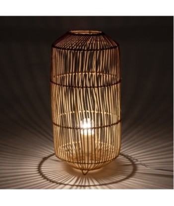 By SIGRIS Lámpara Sobremesa Beige de Rattan 39*19*19cm Lámpara de Sobremesa