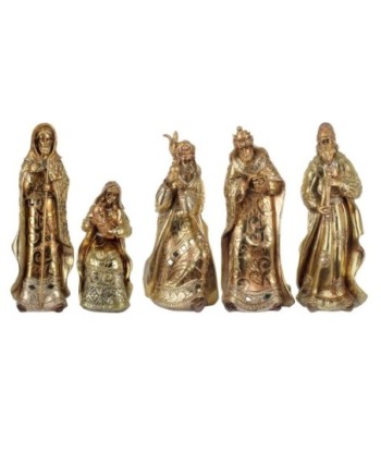 By SIGRIS Nacimiento Jesús 5 Unidades Dorado de Resina 31*7*11cm Set de 5 Unidades Nacimiento