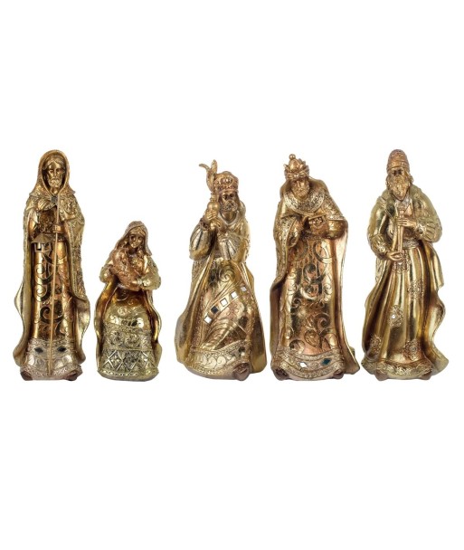 By SIGRIS Nacimiento Jesús 5 Unidades Dorado de Resina 31*7*11cm Set de 5 Unidades Nacimiento