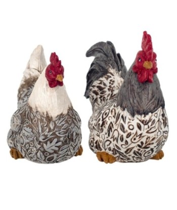 By SIGRIS Figura Gallina 2 Unidades Multicolor de Resina 18*11*21cm Set de 2 Unidades Figura de Animal