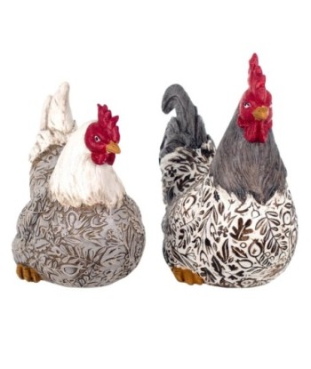 By SIGRIS Figura Gallina 2 Unidades Multicolor de Resina 22*12*23cm Set de 2 Unidades Figura de Animal