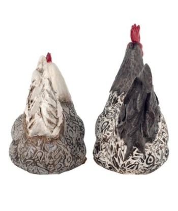 By SIGRIS Figura Gallina 2 Unidades Multicolor de Resina 22*12*23cm Set de 2 Unidades Figura de Animal