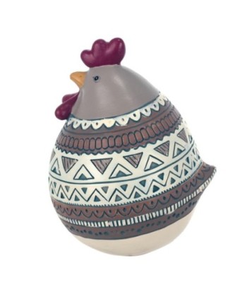By SIGRIS Figura Gallina Gris de Resina 16*12*13cm Figura de Animal