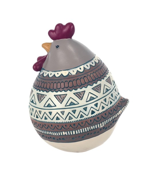 By SIGRIS Figura Gallina Gris de Resina 16*12*13cm Figura de Animal