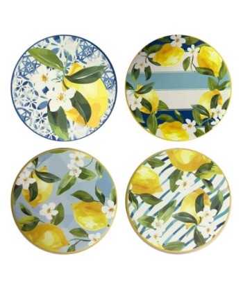 Salvamantel de Cerámica con Diseño de Limones, Juego de 4 Unidades para Decoración de Mesa y Regalos Originales