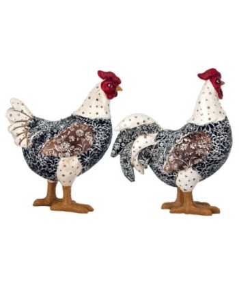 By SIGRIS Figura Gallina 2 Unidades Negro de Resina 20*8*17cm Set de 2 Unidades Figura de Animal