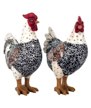 By SIGRIS Figura Gallina 2 Unidades Negro de Resina 20*8*17cm Set de 2 Unidades Figura de Animal