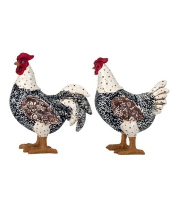 By SIGRIS Figura Gallina 2 Unidades Negro de Resina 20*8*17cm Set de 2 Unidades Figura de Animal