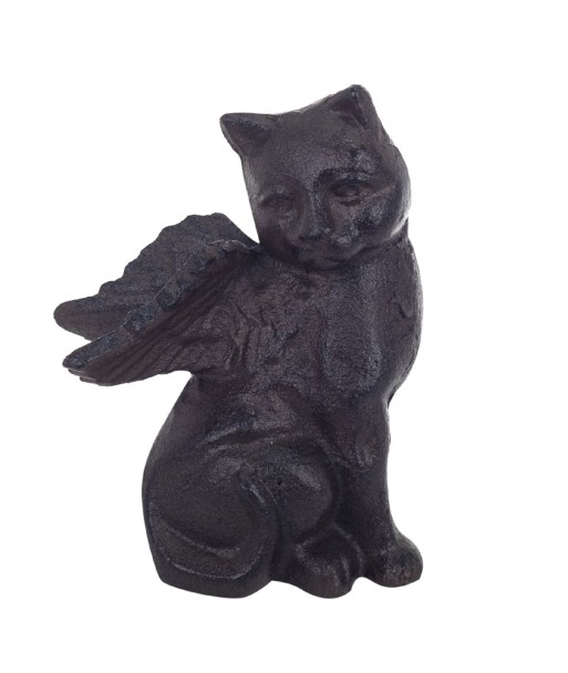 By SIGRIS Figura de Animal Negro de Hierro Colado 15*7*11cm Gato con alas