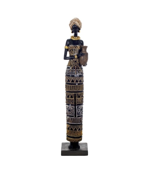 By SIGRIS Figura de Africana Negro de Resina 56*10*12cm