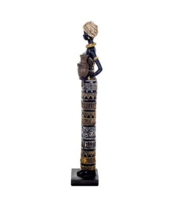 By SIGRIS Figura de Africana Negro de Resina 56*10*12cm