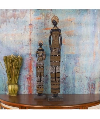 By SIGRIS Figura de Africana Negro de Resina 56*10*12cm