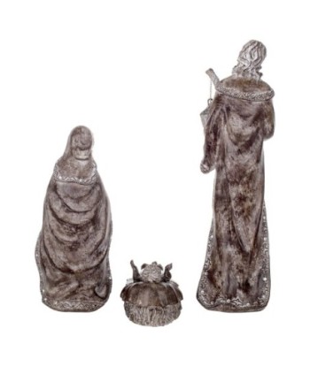 By SIGRIS Nacimiento Plateado de Resina 60*13*16cm Set de 3 Unidades Nacimiento Set de  3 U