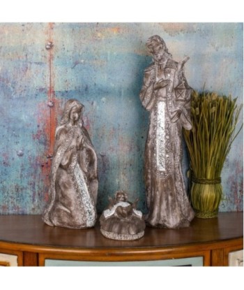 By SIGRIS Nacimiento Plateado de Resina 60*13*16cm Set de 3 Unidades Nacimiento Set de  3 U