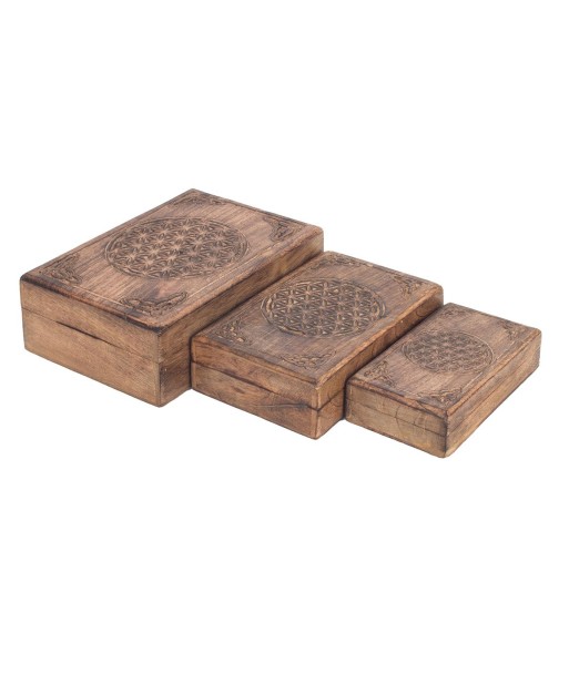 By SIGRIS Cajas Almacenamiento 3 Uni. Marrón de Madera 8*18*26cm Caja