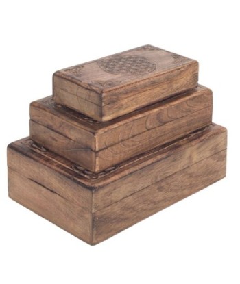 By SIGRIS Cajas Almacenamiento 3 Uni. Marrón de Madera 8*18*26cm Caja