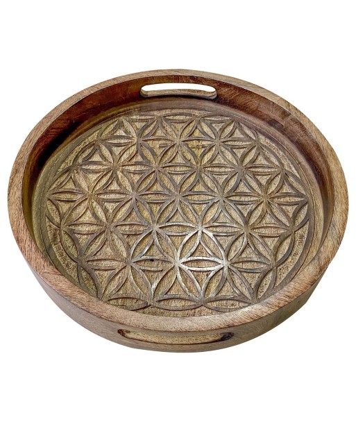 By SIGRIS Bandeja Redonda Marrón de Madera 5*35*35cm Bandeja