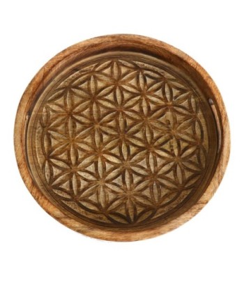 By SIGRIS Bandeja Redonda Marrón de Madera 5*35*35cm Bandeja