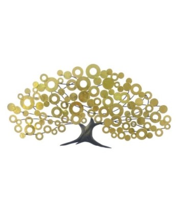 Adorno de Pared Árbol Moderno en Metal Dorado para Decoración de Interiores y Estilo Contemporáneo
