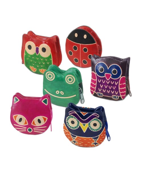 By SIGRIS Monederos Piel Animales Variados Incluye 6 Unidades Regalo Complementos Colección India Signes Grimalt